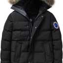 Men's Long Winter Coats Parkas Water Repellent Jacket Warm Fur Hooded Thicken (X-Large, Black)