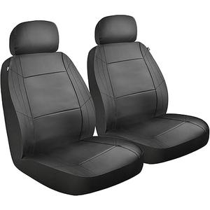 Custom Accessories 2-Piece Midnight Plush Seat Covers for Cars, Trucks, and SUVs, Vegan Leather Seat Cover for Cars, Universal-Fit Car Seat Covers, Interior Accessories - Black