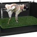 MABOZOO Dog Pee Pad Holder with Artificial Grass, 33.8 * 24 * 17.7 in Foldable Indoor Dog Potty Tray with Hemmed Edge, No Spill Pee Pad Holder Tray Puppy Litter Box for Dogs