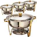 Chafing Dishes for Buffet 4 Pack, 6QT Round Chafing Dish Buffet Set Stainless Steel Buffet Food Warmers Sets for Catering Events Parties Dinners with Complete Set,Gold and Silver