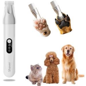 Dog Paw Trimmer with 3-Speed, LED Light Paw Trimmers for Dog's Feet with Hair Catcher, 35dB Low Noise Paw Trimmer for Small Large Dogs,18mm R-Shaped Ceramic Blade, White