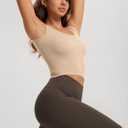 ODODOS Seamless Square Neck Tank for Women Ribbed Soft Sleeveless Longline Crop Tops (Gray, S)