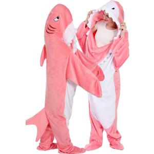 Shark Blanket Hoodie Women Dinosaur Wearable Blanket Gifts for Adults Onesie (Small)
