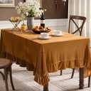 MIULEE Velvet Table Cloth with Decorative Ruffle Edge Luxurious Soft Washable Rectangular Tablecloth Thick Wrinkle-Resistant Oblong Table Cover for Kitchen Dining Party Wedding 60x102 Inch, Gold