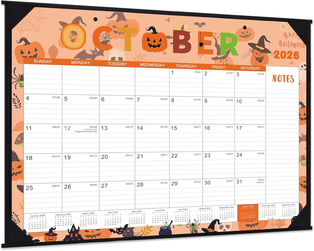 Desk Calendar 2026-2027 - Large Desk Calendar 2026-2027, 22" x 17", Jul. 2026 - Dec. 2027, Desk Calendars Large, 18 Months, Corner Protectors, Hanging Holes, Notes - 12 Themes