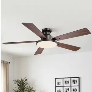 Vaczon 52 in. Modern Matte Black Flush Mount Standard LED Ceiling Fan with Lights, Remote Control and Reversible DC Motor VZA01A117C-BLE