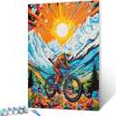 Extrem Sport Graffiti Paint by Numbers Kits 16x20 inch Canvas Mountain Cycling DIY Oil Painting for Kids, Adults Beginner Man Cyclist Paintwork Sunset Landscape Paintwork with Brushes Gift(Frameless) (Artwork-03)