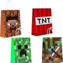 16 pc Pixel Party Bags, Miner Theme Favor Bags, Birthday Party Decorations, Birthday Party Supplies, Pixel Party Favors, Goodie Treat Candy Gift Bags, Party Supplies