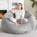 Hobestluk Bean Bag Chairs Large Bean Bag Couch for Adults Stuffed Sofa Chair Comfy Giant Bean Bag Chair with Spacious Design for Reading, Playing or Relaxing (Grey)