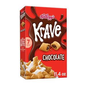 Kelloggs Krave Breakfast Cereal, 7 Vitamins and Minerals, Kids Snacks, Chocolate, 11.4oz Box (1 Box), Best Before 18 2025 