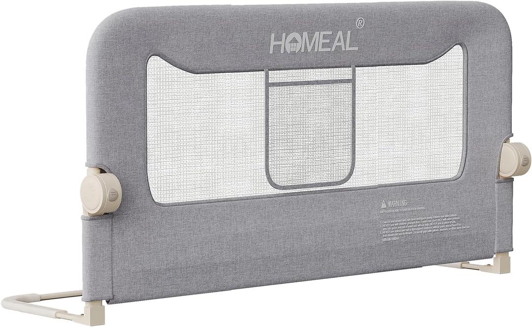 HOMEAL 47in Foldable Toddler Bed Rails with U-Shape Base, Bed Rail for Toddlers, Baby Bed Rail Guard for for Twin, Full, Queen, King Beds, Bed Rail for Baby, Grey