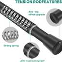 Black Adjustable Shower Curtain Rod 28-52 Inches 2 pc, 7/8" Diameter Anti-slip Heavy Duty Tension Spring Curtain Rod No Drill for Windows Bathroom Kitchen Closet Doorway