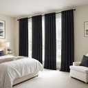 MIULEE Black Linen Curtains 90 Inch Long 4 Panels Light Filtering Window Drapes with Rod Pocket Back Tab for Living Room Bedroom Farmhouse Decor 42" W x 90" L Inches
