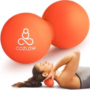 COZLOW Double Lacrosse Silicone Massage Ball - Energizing Orange - Peanut Trigger Point Roller for Mobility, Deep Tissue Therapy, Myofascial Release - Acupressure Tool for Muscle Pain Relief