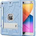 TSQQST Case for 9th 8th 7th Generation 10.2 Inch 2021 2020 2019 for Kids with Glass Screen Protector | Shockproof Stand Case Cover for iPad 9th 8th 7th Gen with Pencil Holder | Light Blue