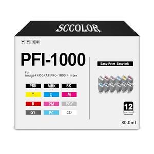 PRO-1000 PFI-1000 Ink Cartridges Compatible PFI1000 PRO1000 Ink Cartridge12-Pack Replacement for Canon PFI-1000 Ink Cartridges use for imagePROGRAF PRO-1000 Printer.MBK PBK C M Y R GY B PGY PC PM CO