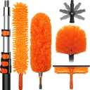 DALTACK 28 Foot High Dusters Kit for Cleaning with 5-20 Foot Heavy Duty Extension Pole, Extendable Reusable Cobweb, Feather, Ceiling Fan Cleaner Duster, Window Squeegee Kit