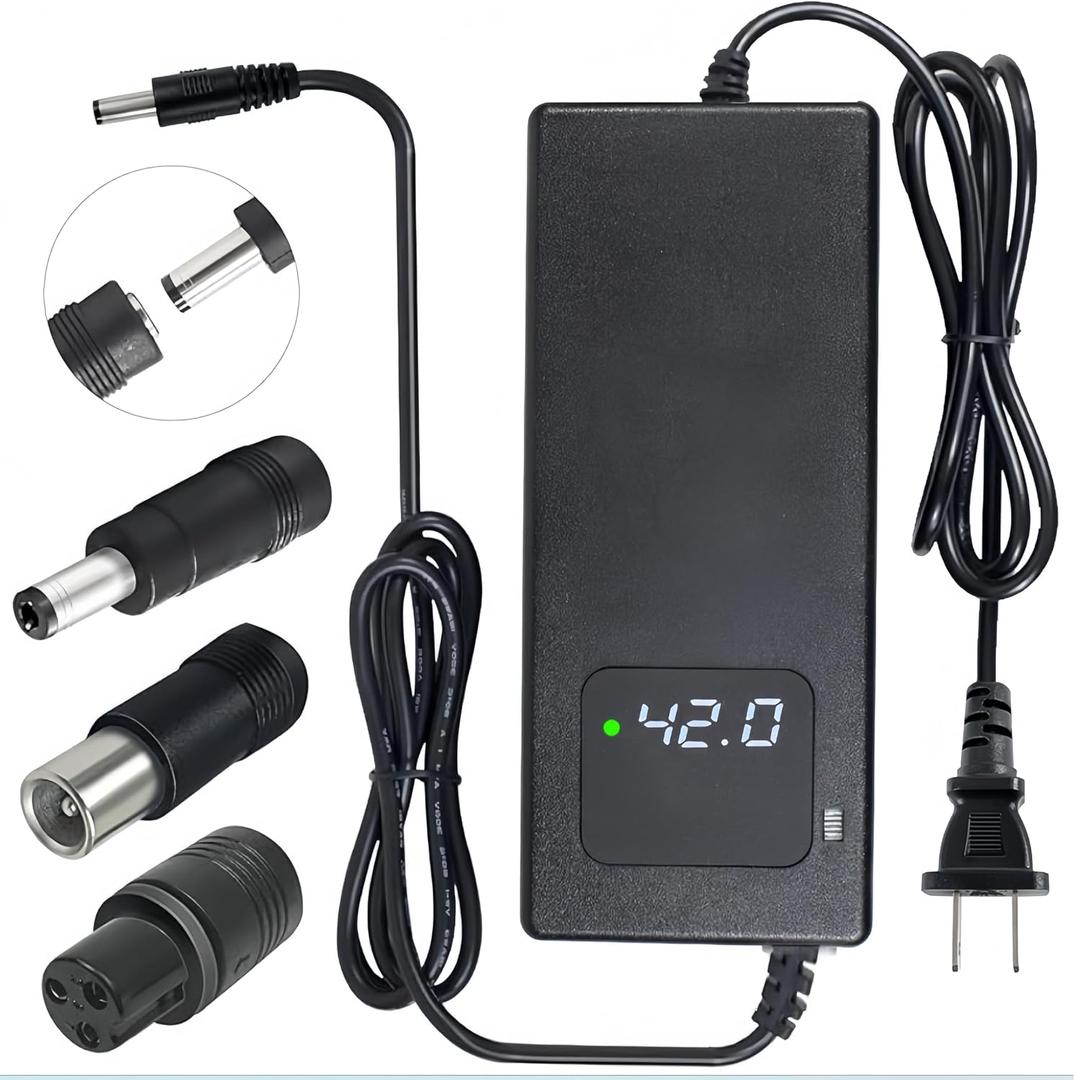 YZPOWER 42V 2A Lithium Battery Charger for 36v 10s Li-ion Battery Pack,36v Smart Power Suppluy Fast Charging with Display Built-in Fan