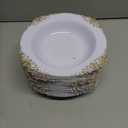 Nervure 50 Pack White Plastic Bowls with Gold Rim - 12oz Disposable Soup Bowls - Heavy Duty Dessert Bowl, Salad Bowl Perfect for Weddings, Parties, Mothers Day