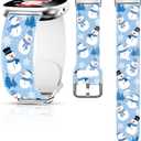 Christmas Fall Watch Band Compatible with Fitbit Versa 4 /Versa 3 /Sense 2 /Sense, Silicone Xmas Snowman Santa Holiday Theme Replacement Smartwatch Wristband strap for Women Men Girl