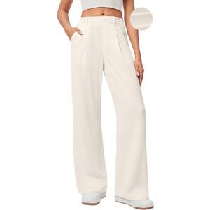 Ewedoos Wide Leg Pants Woman Stretchy Work Dress Pants Women Trendy 2026 Business Casual Outfits Comfort Fit Slacks Trousers, X-Large, Off-white