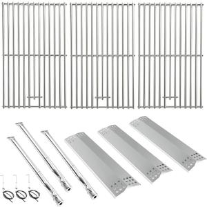 Replacement Kit for Kitchen Aid 720-0787D 730-0787D 720-0953 730-0953 720-0953L, 7MM Solid Stainless Steel Cooking Grates, Burner and Heat Plates Replacement Parts for Kitchen Aid Gas Grill
