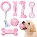Bininl 6 Pack Dog Chew Toys for Puppy Cute Blue Small Dog Toys Puppy Dog Toys for Teething Soft Durable Interactive Chew Toy for Small Dogs Light Pink
