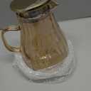 Glass Pitcher With Lid Amber Round Water Carafe with handle and Spout for Homemade Beverage, Juice,Hot Coffee, Iced Tea and Milk 62oz