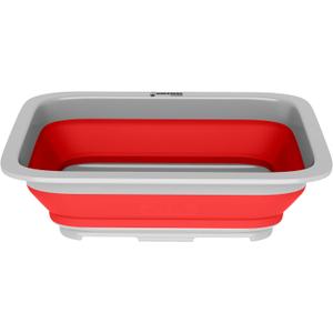 Collapsible Cleaning Caddy - Portable Multi-use Wash Basin, Dish Tub, or Ice Bucket with 7.27L Capacity for Camping and Tailgating by Wakeman (Red) (1-Pack)