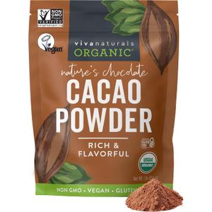 Organic Cacao Powder, Unsweetened, 1 lb (454 g)  Rich Dark Chocolate Flavor, Perfect for Baking, Smoothies & Hot Chocolate  Vegan, Keto, Paleo, Non-GMO & Gluten-Free Cocoa Powder (1 Pound (Pack of 1))