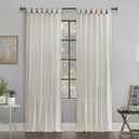 Archaeo Washed Cotton Twist Tab Curtain, 52" x 84", Cream