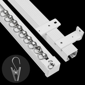 Super Heavy-Duty Ceiling Curtain Track Easy to Install Smooth Sliding Curtain Track Ceiling&Wall Mount Room Divider Curtain Track for Living Room Bedroom Shower Divider, White, 3FT To 6FT (6 FT)