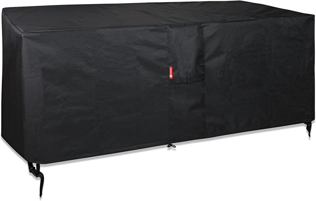 SheeChung Rectangular Fire Pit Cover,Fits 54-58 Inch-Outdoor Waterproof Anti-UV Patio Furniture Gas Fire Pit Table,58 x 28 x 24 Inches, Black (Rectangular 58L x 28W x 24H inch)