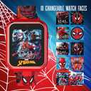 Spider-Man Kids Smartwatch - Interactive LED Screen with 10 Custom Watch Faces, Camera, Games, Alarm, Step Tracker & More - Fun Gift for Boys with Marvel Silicone Strap - Fits Wrists 5.5'' to 8.0"