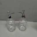 Molimoli Coffee Syrup Dispenser for Coffee Bar, Pump Dispenser, Glass Syrup Bottle w. Upgraded Pump, 16.9 oz 500 ml, Set of 2, Silver