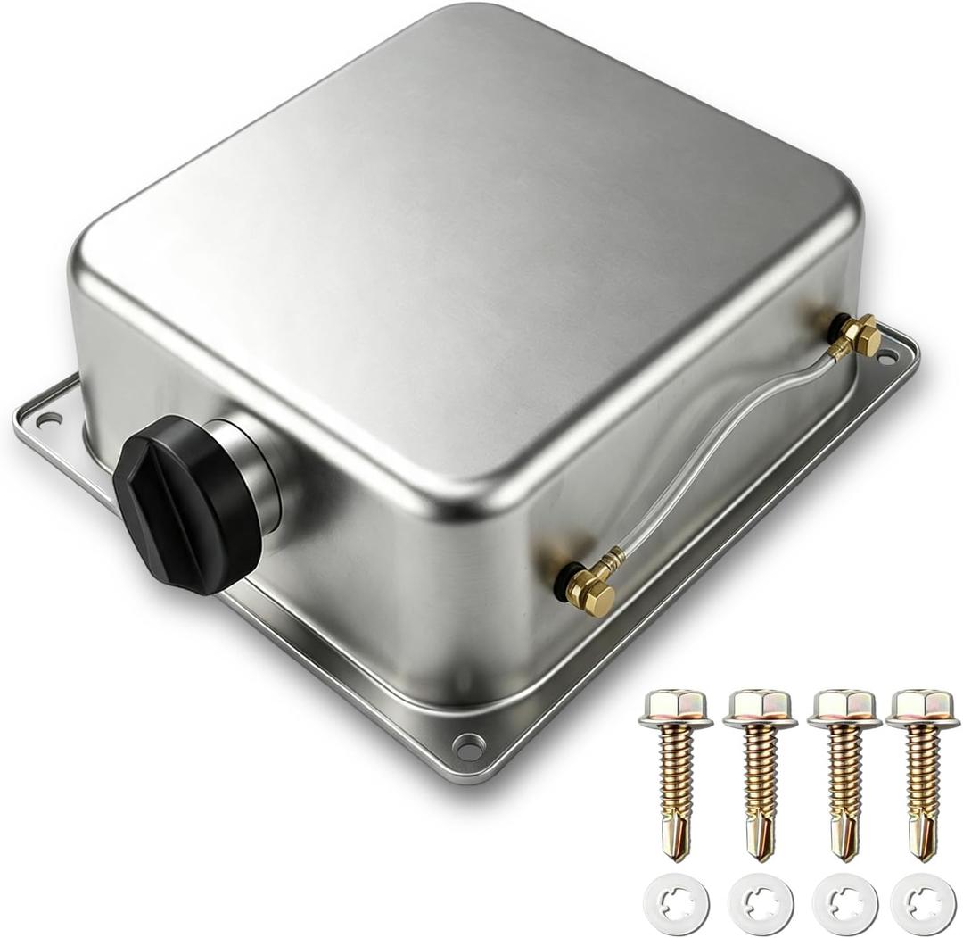2.5 Gallon Stainless Steel Fuel Tank, 9.5L External Auxiliary Reservoir