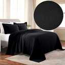 Superior Cotton Fleur De Lis Bedspread Set, Warm Blankets, All-Season Bedding, Bedroom Decor, Decorative Boho Medallion Coverlet, Includes 1 Bedspread, 2 Pillow Shams, Queen, Black
