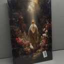 Framed Jesus and Lamb Canvas Wall Art Jesus In The Garden Religious Art Painting Christian Poster Decorative Painting Spiritual Faith Picture Gallery Style Print Home Decor 16x24Inch Ready To Hang