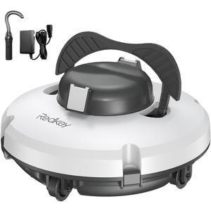 Redkey S100 Cordless Robot Pool Cleaner, Last 130Min, 18 Slope Angle, Automatic Pool Vacuum for Above Ground Pools, Self-Parking Pool Cleaner with Filter Basket, Pool Robot Up to 1100 sq.ft