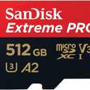 SanDisk Extreme PRO microSDXC UHS-I Memory Card 512 GB + Adapter & RescuePRO Deluxe (for Smartphones, Action Cameras or Drones, A2, Class 10, V30, U3, 200 MB/s Transfer)
