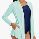 Womens Thin Summer Cardigan Long Sleeve Open Front Upf50 Uv Spf Sun Protection Lightweight Cover Up Thumb Holes with Pockets, Size Large 