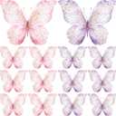 Wesiti 18 Pieces Butterfly Baby Shower Birthday Decorations Butterfly Party Tables Centerpieces 10 x 7 Inch Pink Purple Butterflies Table Toppers for Wedding Birthday Party Supplies(Classic Style)