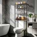 Over The Toilet Storage Rack 4-Tier Freestanding Bathroom Organizer Shelf Over Toilet with Adjustable Shelf & Basket, Space-Saving for Small Spaces, Rustic Brown