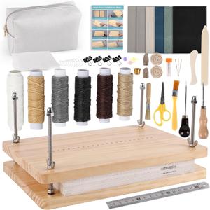 Meifuly Book Binding Kit for Beginners Complete 52 Pcs, 11.6 x 7.7 Inch BookPress with Premium Tools, Bone Folder, Cloth, Wax Thread & Storage Bag, Ideal for DIY Bookmaking & Book Repair