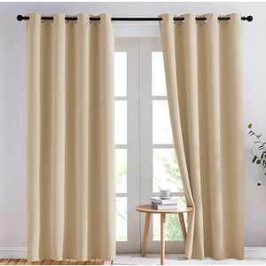 NICETOWN Biscotti Beige Blackout Curtains 84 inches Long for Bedroom - Thermal Insulated Solid Grommet Room Darkening Window Treatments Sound Reducing for Living Room (2 Panels, W52 x L84)
