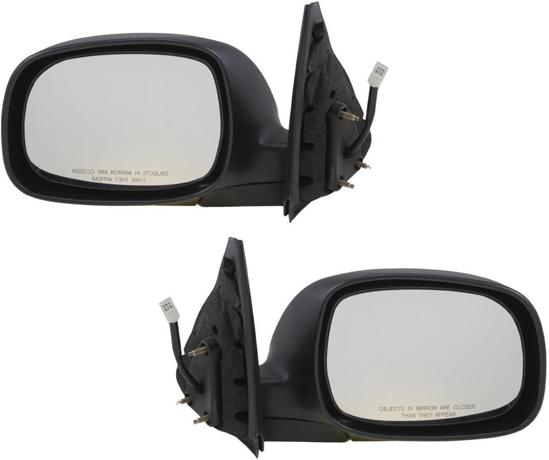 TRQ 2 Piece Driver and Passenger Side Mirror Assembly Set Electric Adjustment Heated No Memory Black Compatible with 2001-2007 Toyota Sequoia SR5 TO1320192 TO1321192