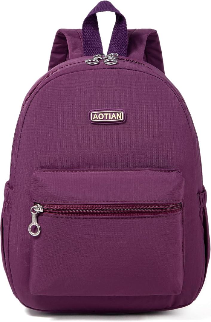 AOTIAN Mini Lightweight 11.8 Inch Backpack Durable Travel Hiking Women and Girls Small Daypack, 7 Liters Purple