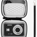 Digital Camera Case Compatible with KODAK PIXPRO FZ55 F45/CAMKORY/Canon IXUS 285 HS/VAHOIALD, Small Compact Camera Carrying Case with Mesh Pocket Wristband (Black)