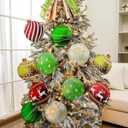 Soulchen 12 Pcs 9 Inch Large Christmas Tree Picks Ornaments 2D Cardboard Red Green Gold Christmas Ball Shaped Decorations Giant Xmas Tree Ornaments for Xmas Vase Fillers Wreath Crafts Decor