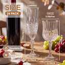 Sliner 24 Pack 8 oz Plastic Vintage Champagne Flutes and 7 oz Wine Glasses, 12 Champagne Glass, 12 Plastic Goblet Cups Unbreakable Crystal Water Glassware for Party (Clear)